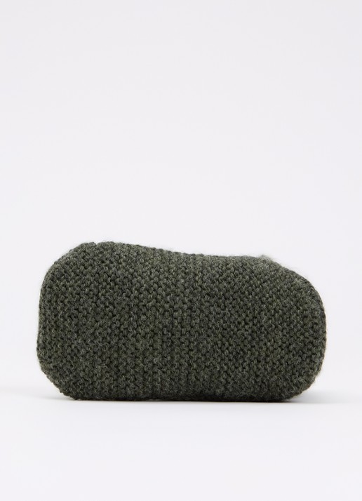 Hvid Babyslofjes van merino wol - detail 3 groen