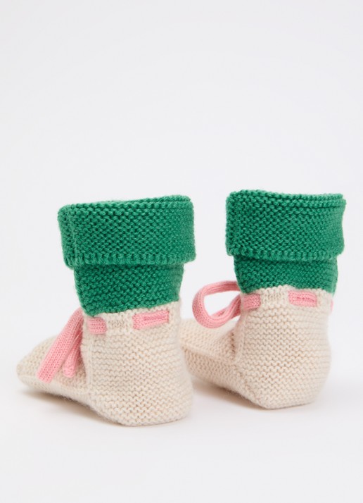 Hvid Babyslofjes van merino wol  - achterkant 3 gebroken wit