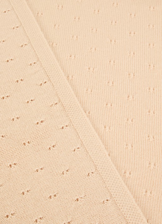 Hvid Bibi wiegdeken van merino wol 70 x 95 cm - voorkant 2 beige