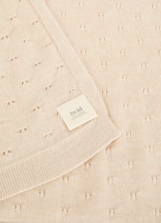 Hvid Bibi wiegdeken van merino wol 70 x 95 cm - detail 3 creme