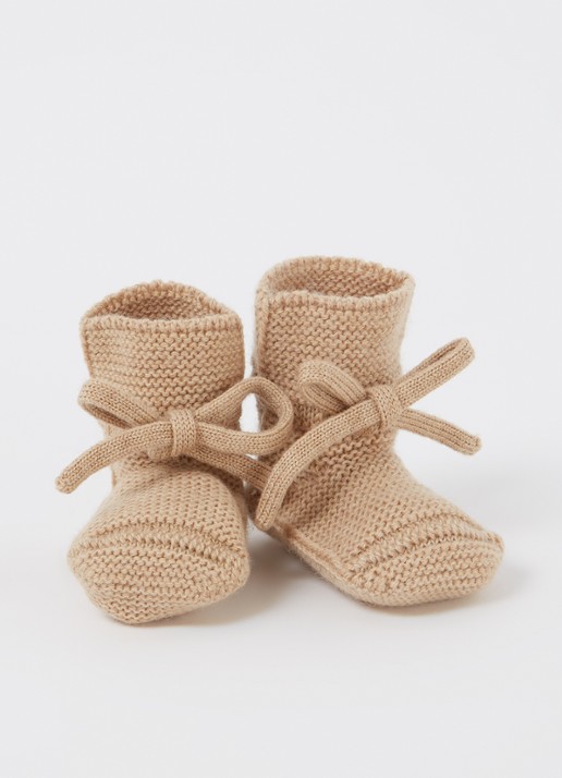 Hvid Booties gebreide babyslofjes van wol