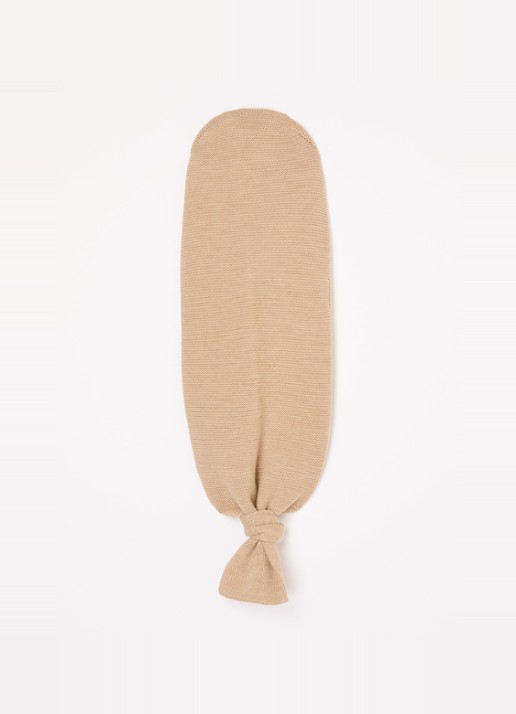 Hvid Cocoon van merino wol - achterkant 7 zand