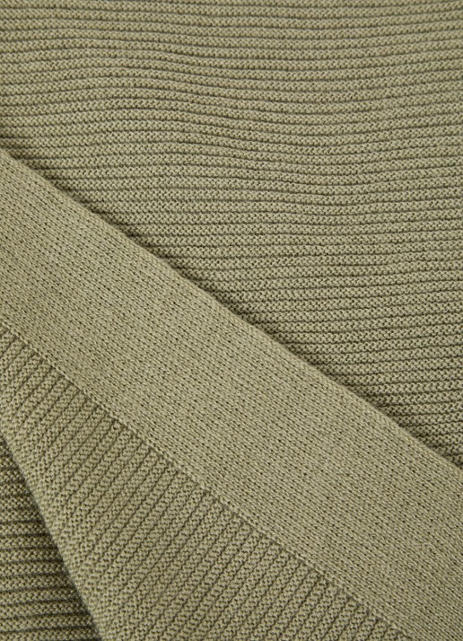 Hvid Felix wiegdeken van merino wol 70 x 95 cm - detail olijfgroen