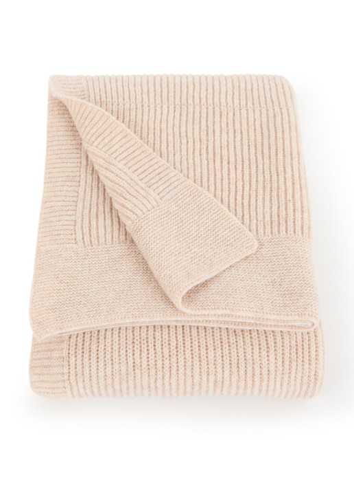 Hvid Gaston plaid van merino wol 140 x 100 cm - voorkant beige