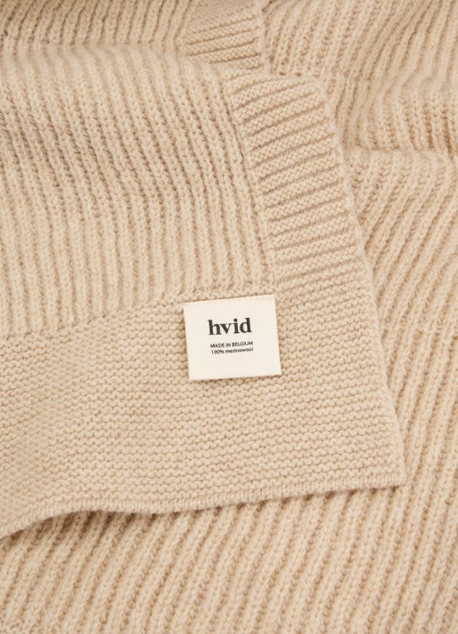 Hvid Gaston plaid van merino wol 140 x 100 cm - detail 2 beige