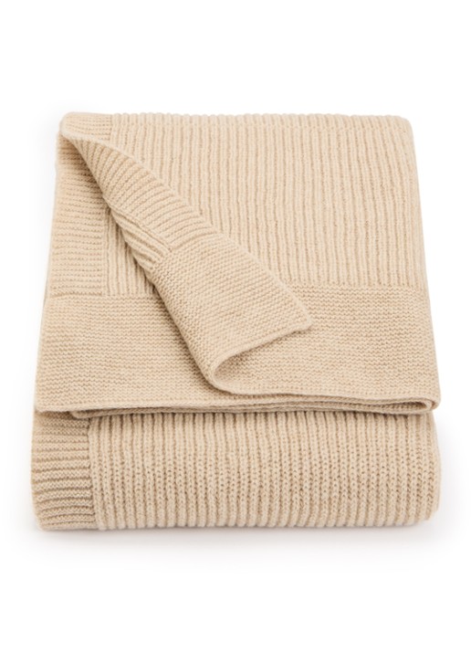 Hvid Gaston plaid van merino wol 140 x 100 cm - voorkant beige