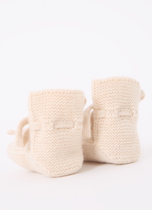Hvid Gebreide babyslofjes van wol - achterkant gebroken wit