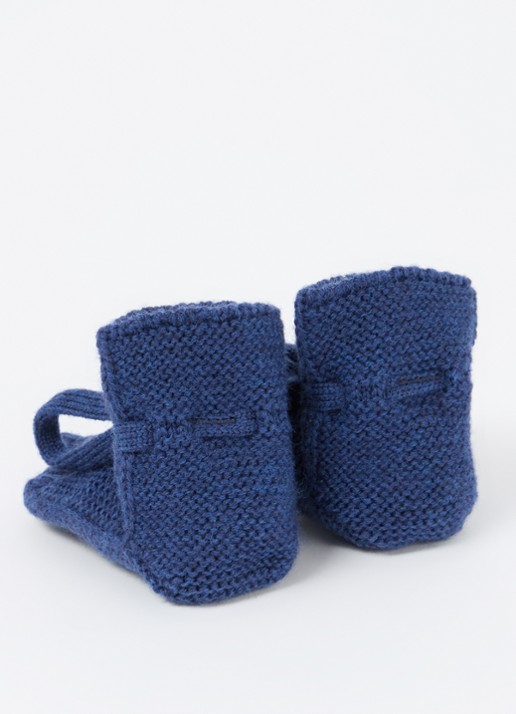 Hvid Gebreide babyslofjes van wol - achterkant 4 royalblauw