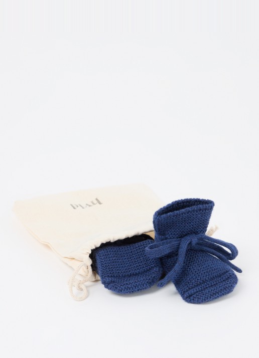 Hvid Gebreide babyslofjes van wol - detail 3 royalblauw