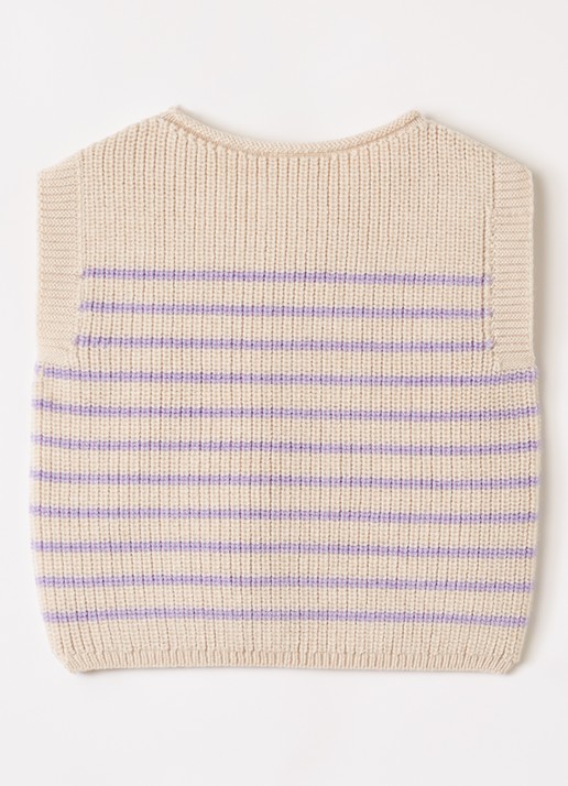 Hvid Harvey grofgebreide spencer van merino wol - voorkant 2 beige