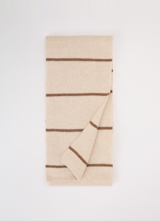 Hvid Igor sjaal van merino wol met streepprint 140 x 16 cm