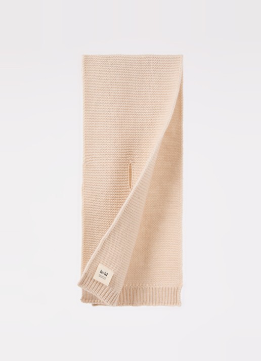 Hvid Ivo sjaal van merino wol 90 x 20 cm - detail 3 beige