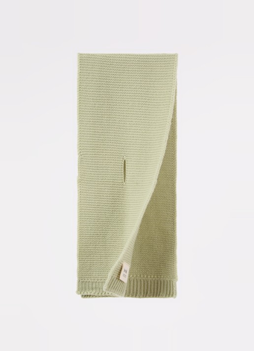 Hvid Ivo sjaal van merino wol 90 x 20 cm - detail lichtgroen