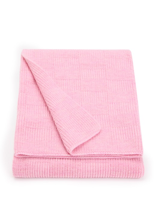 Hvid Ivy wiegdeken van merino wol 80 x 100 cm - voorkant roze