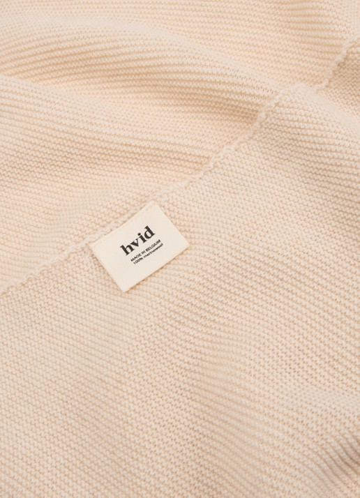 Hvid Josephina grofgebreide sjaal van merino wol 135 x 35 cm - detail 3 creme