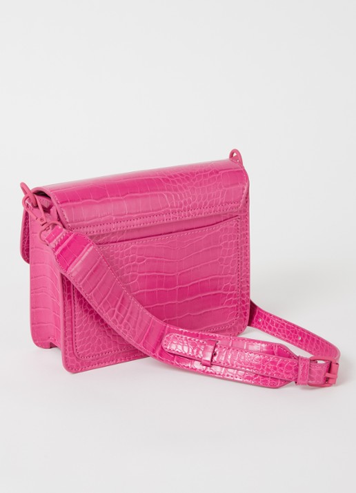 HVISK Cayman crossbodytas met crocostructuur - achterkant 4 roze