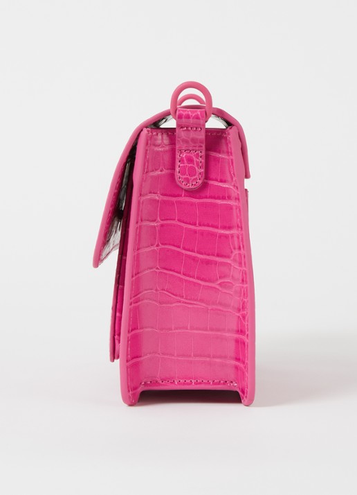 HVISK Cayman crossbodytas met crocostructuur - detail 2 roze