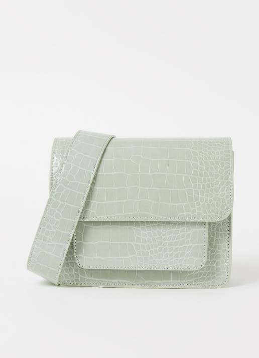 HVISK Cayman crossbodytas met crocostructuur - voorkant 3 lindegroen