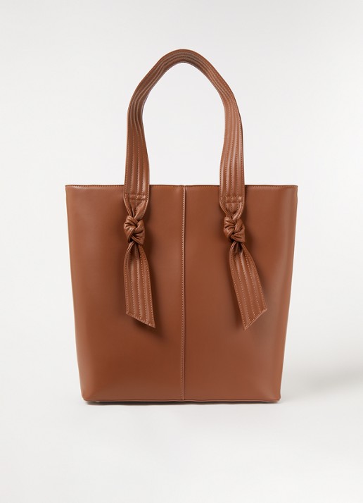 HVISK Dalca shopper met strik detail - voorkant roestbruin