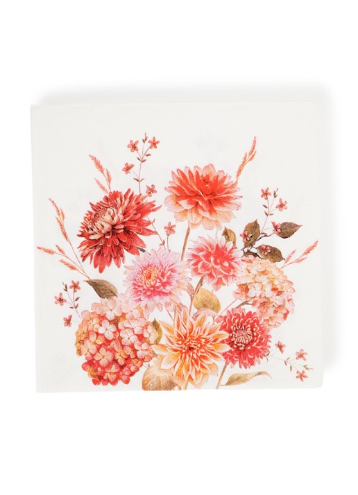 Ihr Ideal Home Autumn Bouquet Allover servet 33 x 33 cm set van 20 - voorkant zalmroze