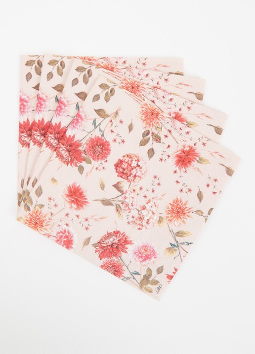 Ihr Ideal Home Autumn Bouquet servet 33 x 33 cm set van 20 - voorkant 2 beige