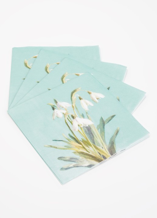 Ihr Ideal Home Bunch of Snowdrops servetten 33 x 33 cm  - voorkant 2 mint