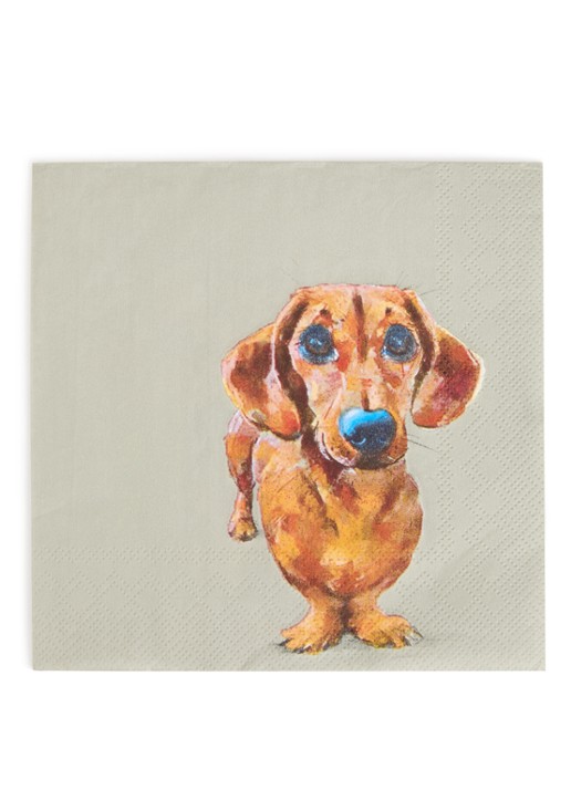 Ihr Ideal Home Dog Buddy servet 33 x 33 cm set van 20 - voorkant olijfgroen