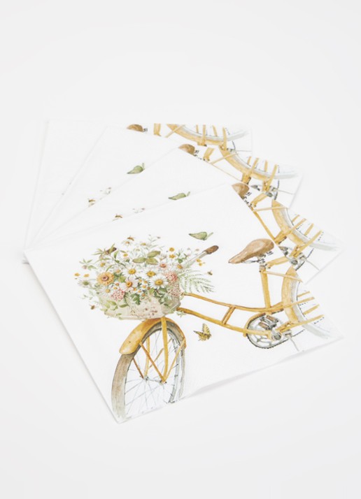 Ihr Ideal Home Flower Bike servetten 33 x 33 cm  - voorkant 2 bruin