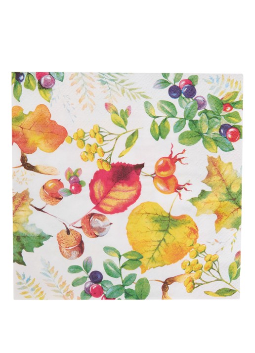 Ihr Ideal Home Harvest Season servet 33 x 33 cm set van 20 - voorkant wit