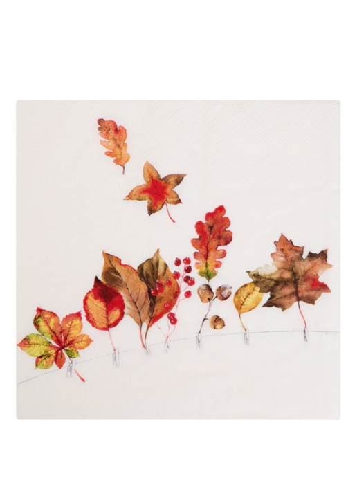 Ihr Ideal Home Leaf Line servet 33 x 33 cm set van 20 - voorkant beige