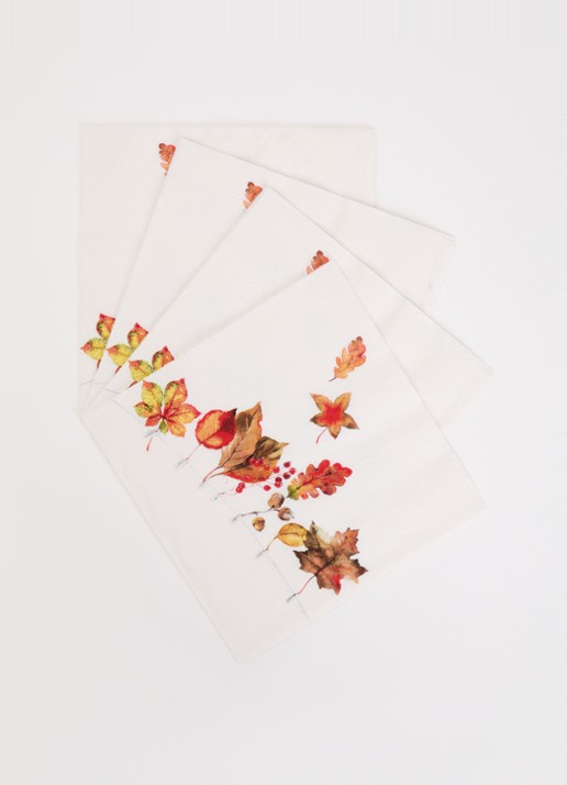 Ihr Ideal Home Leaf Line servet 33 x 33 cm set van 20 - voorkant 2 beige