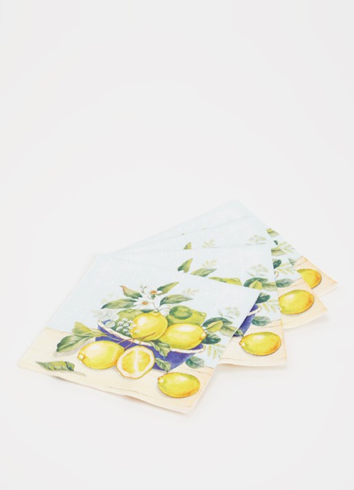 Ihr Ideal Home Lemon in Bowl servetten 25 x 25 cm - voorkant 2 lichtgroen