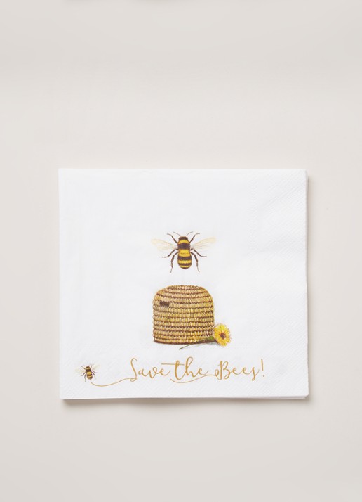 Ihr Ideal Home Save The Bees servetten 33 x 33 cm - voorkant 2 wit
