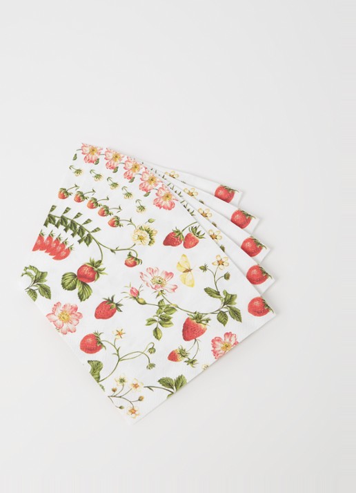 Ihr Ideal Home Sweet Strawberry servetten 25 x 25 cm - voorkant 2 multicolor