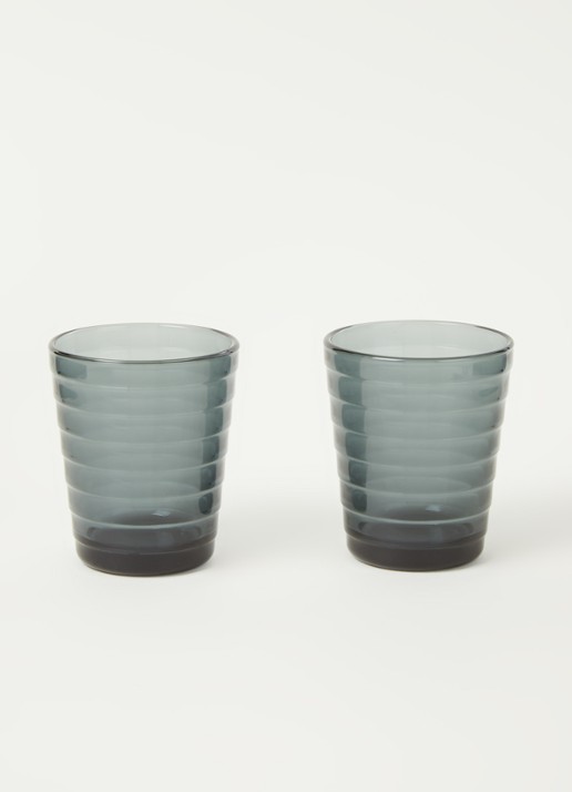 Iittala Aino Aalto drinkglas 22 cl set van 2 - voorkant 3 donkergrijs