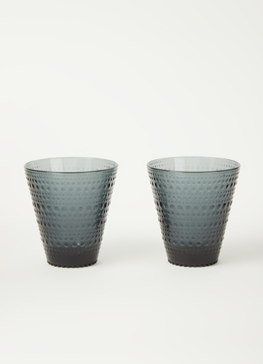 Iittala Kastehelmi drinkglas 30 cl set van 2 - voorkant 2 donkergrijs