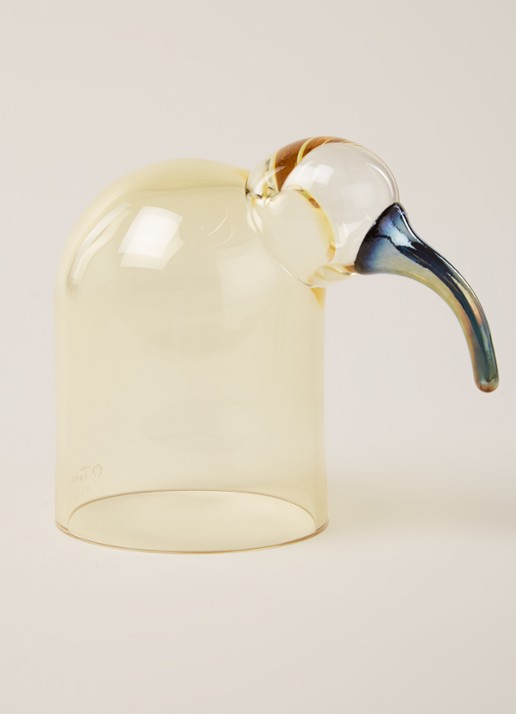 Iittala Mari vogel van glas 12 cm - voorkant 2 geel