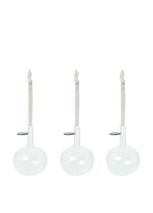 Iittala Oiva Toikka Lasiomena kersthanger 9 cm in set van 3