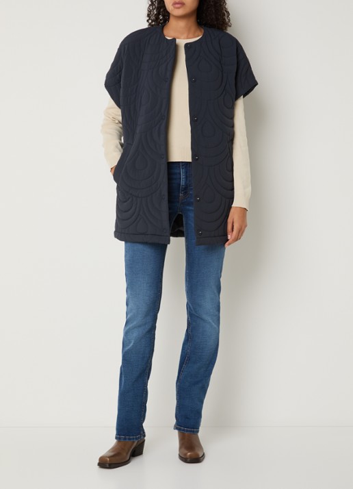 Ilse Jacobsen Blossom bodywarmer met quilt patroon - voorkant 3 donkerblauw