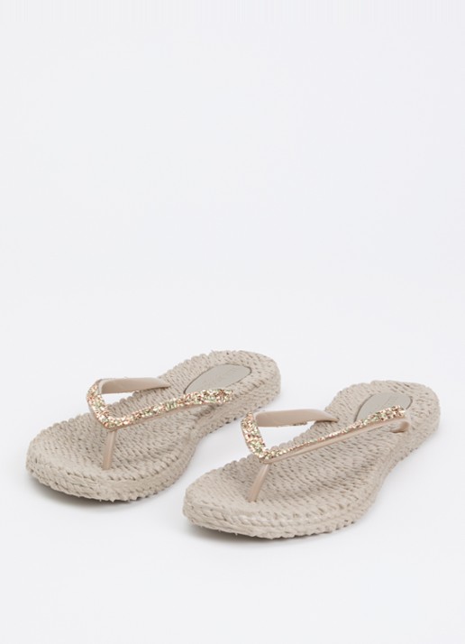 Ilse Jacobsen Cheerful slipper met strass - detail 2 taupe