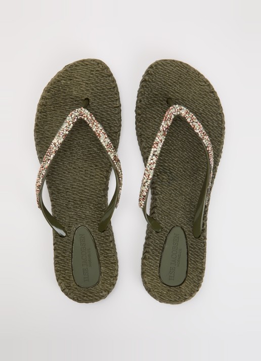 Ilse Jacobsen Cheerful slipper met strass - detail 4 legergroen