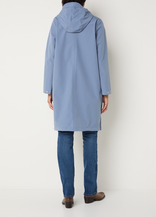 Ilse Jacobsen Daybreak softshell regenjas met klepzakken - achterkant 3 staalblauw