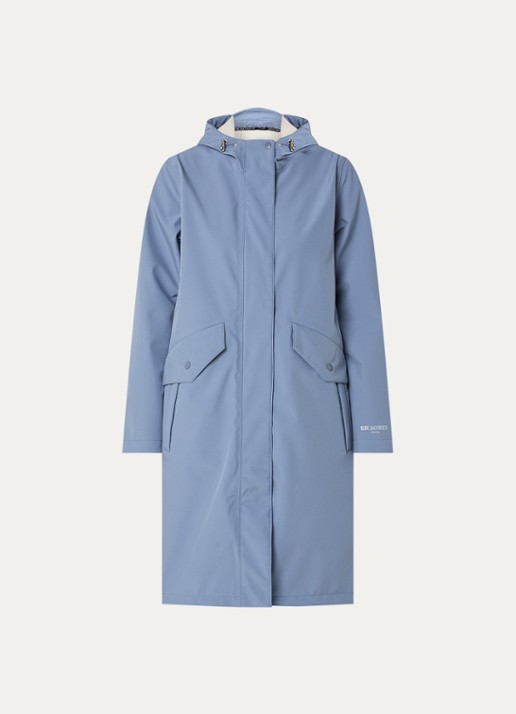 Ilse Jacobsen Daybreak softshell regenjas met klepzakken - voorkant staalblauw