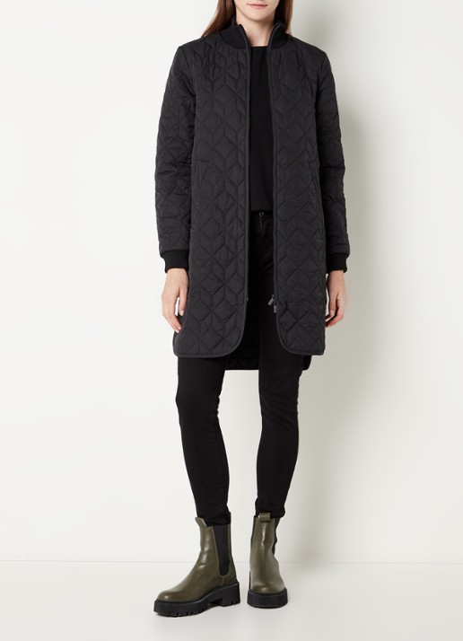 Ilse Jacobsen Gewatteerd bomberjack met quilt patroon  - voorkant 3 zwart