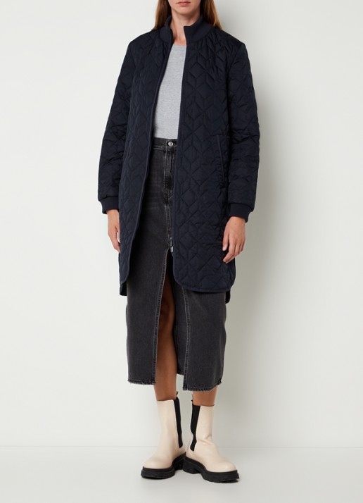 Ilse Jacobsen Gewatteerd jack met quilt patroon en steekzakken - voorkant 4 donkerblauw