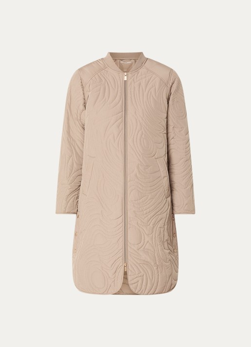 Ilse Jacobsen Gewatteerde jas met quilt patroon en steekzakken - voorkant 3 donkerbeige