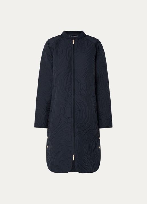 Ilse Jacobsen Gewatteerde jas met quilt patroon en steekzakken - voorkant 3 donkerblauw