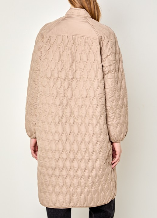 Ilse Jacobsen Gewatteerde jas met quilt patroon en steekzakken - achterkant camel