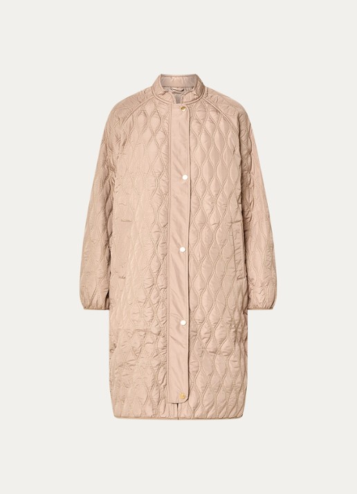 Ilse Jacobsen Gewatteerde jas met quilt patroon en steekzakken - voorkant 2 camel