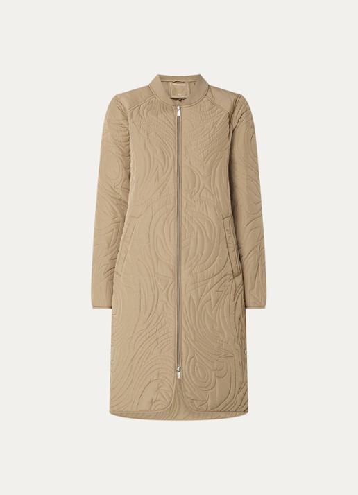 Ilse Jacobsen Gewatteerde jas met quilt patroon en steekzakken - voorkant 2 khaki